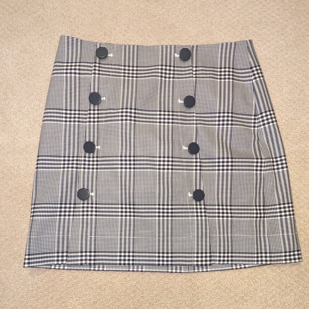 LOFT Navy Plaid Skirt Sz 12P NWT
